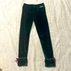 Matilda Jane size 8 velour green Christmas leggings